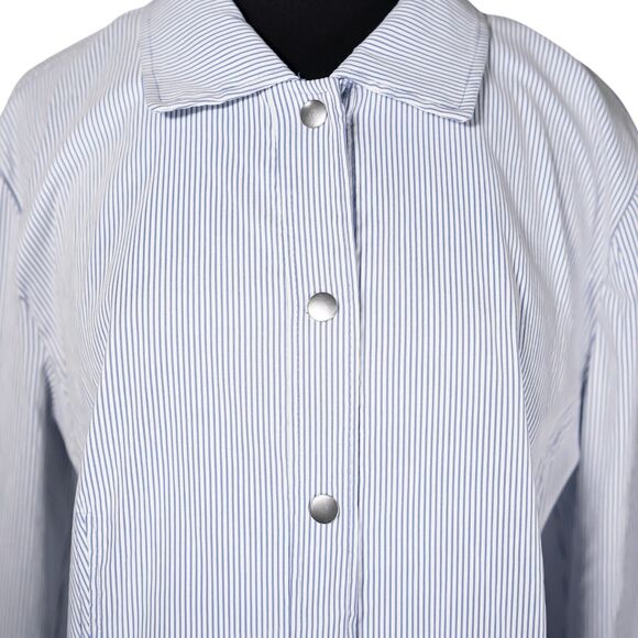 Chico's Women's Jacket Blue White Striped Snap Button Stretch Blazer 3 US XL/16 - Picture 4 of 9